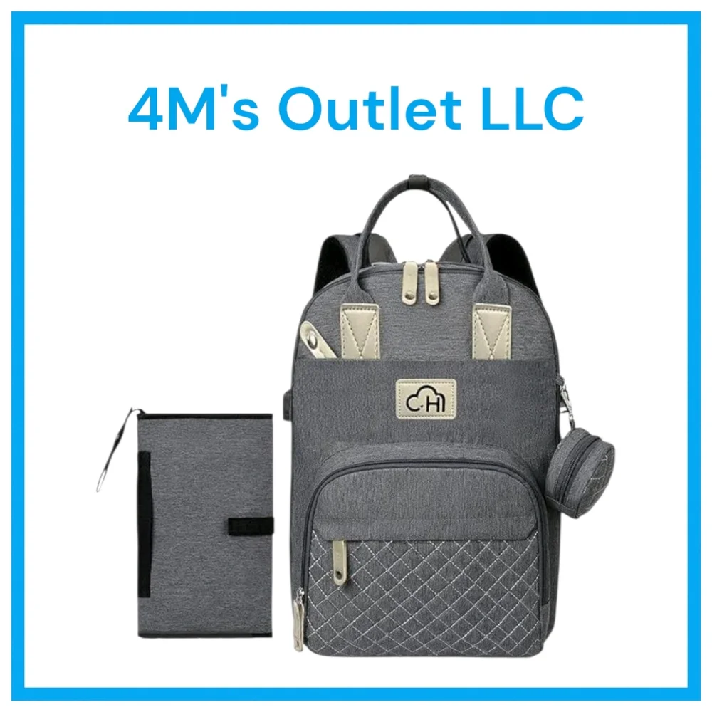 Gray Quilted Baby Backpack with Structured Design